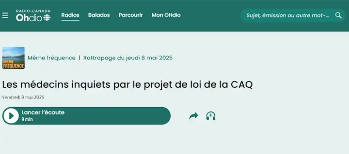 Les médecins inquiets par le projet de loi de la CAQ